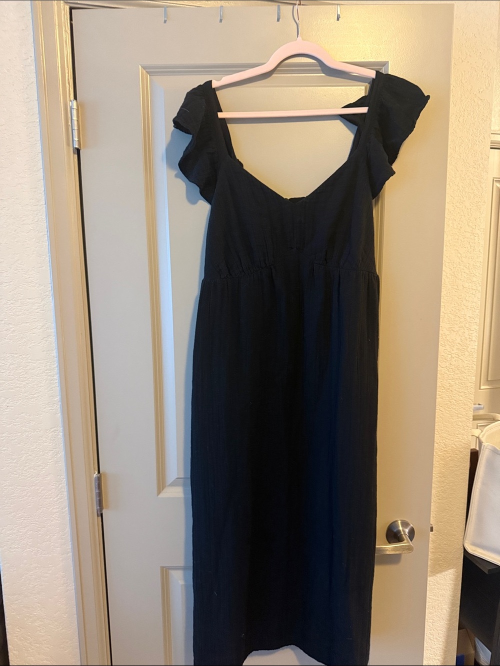 Time and Tru Black Women's Midi Dress with Sweetheart Neckline